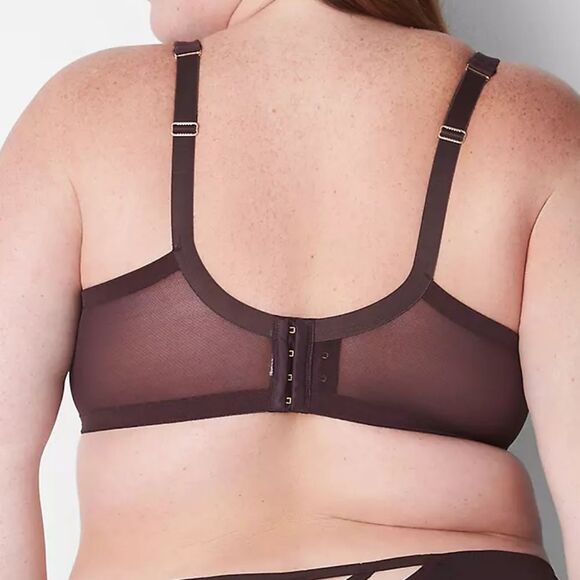 Cacique Chocolate Plum Unlined Curvy Balconette Bra Removable Straps 46DDD 46F - Picture 3 of 14